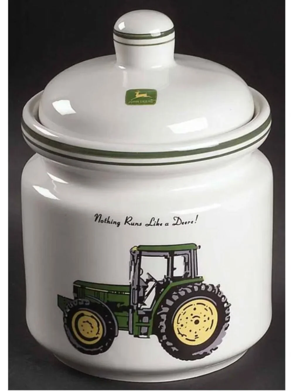 John Deere Large Ceramic Canister With Tractor Design & Lid